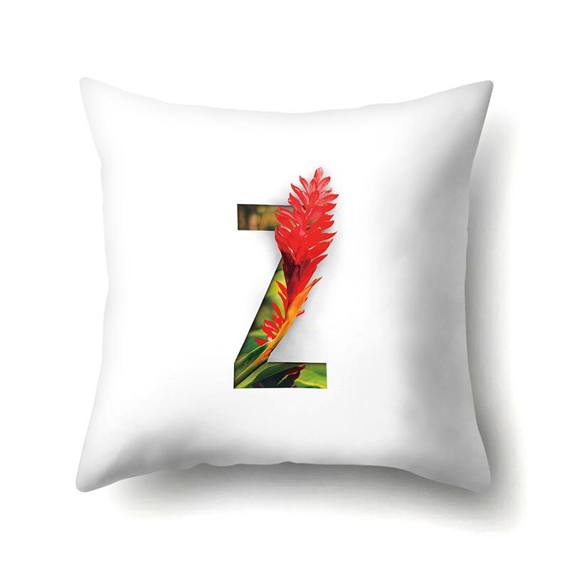 Polyester Pillowcase Flower Decoration Home 26 English Letter Printing Pillowcase Car Cushion Cover
