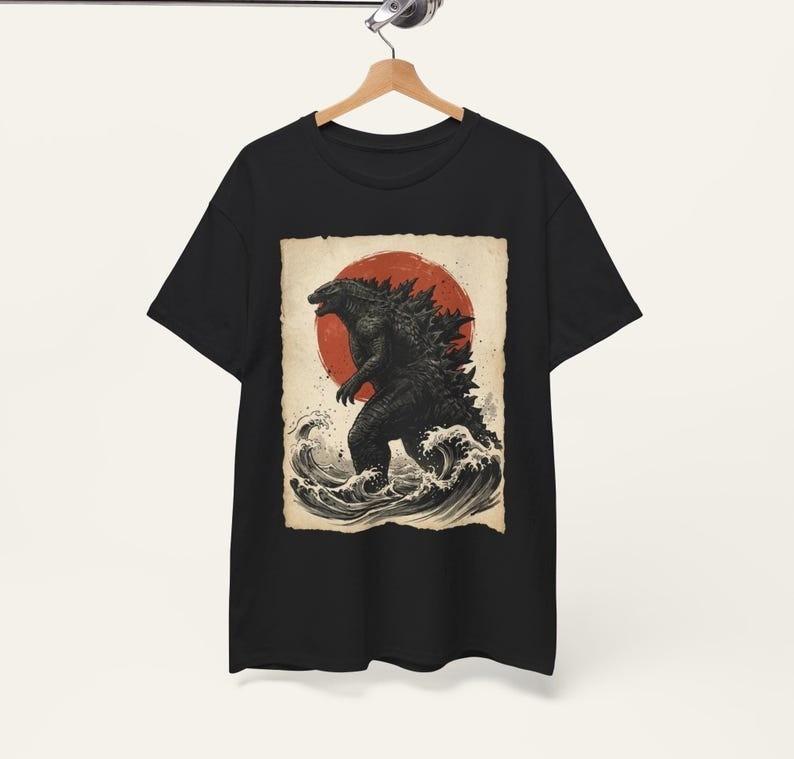 Godzilla Great Wave TShirt King of the Monsters Retro Vintage Shirt Unisex T-Shirt XXXXL