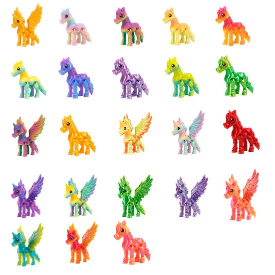 3D Printed Horse Ornament Articulated Horse Winged Unicorn Toy Flexible Animal Fidget Toy with Movable Joints for Home Office Stress Relief Desktop