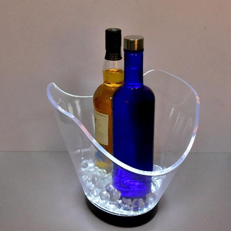 Illuminated Ice Buckets Transparent Beverage Tub with Glowing LED Champagne Container Beverages Chiller for Parties
