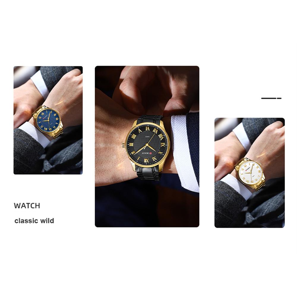 CURREN Klasyczny, casualowy zegarek dla mężczyzn ze stalową bransoletą, prosty kwarcowy zegarek na rękę z rzymskimi cyframi dla biznesmena