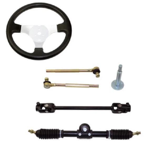 Complete Set 270mm Go Kart Steering Wheel Assembly Tie Rod Rack