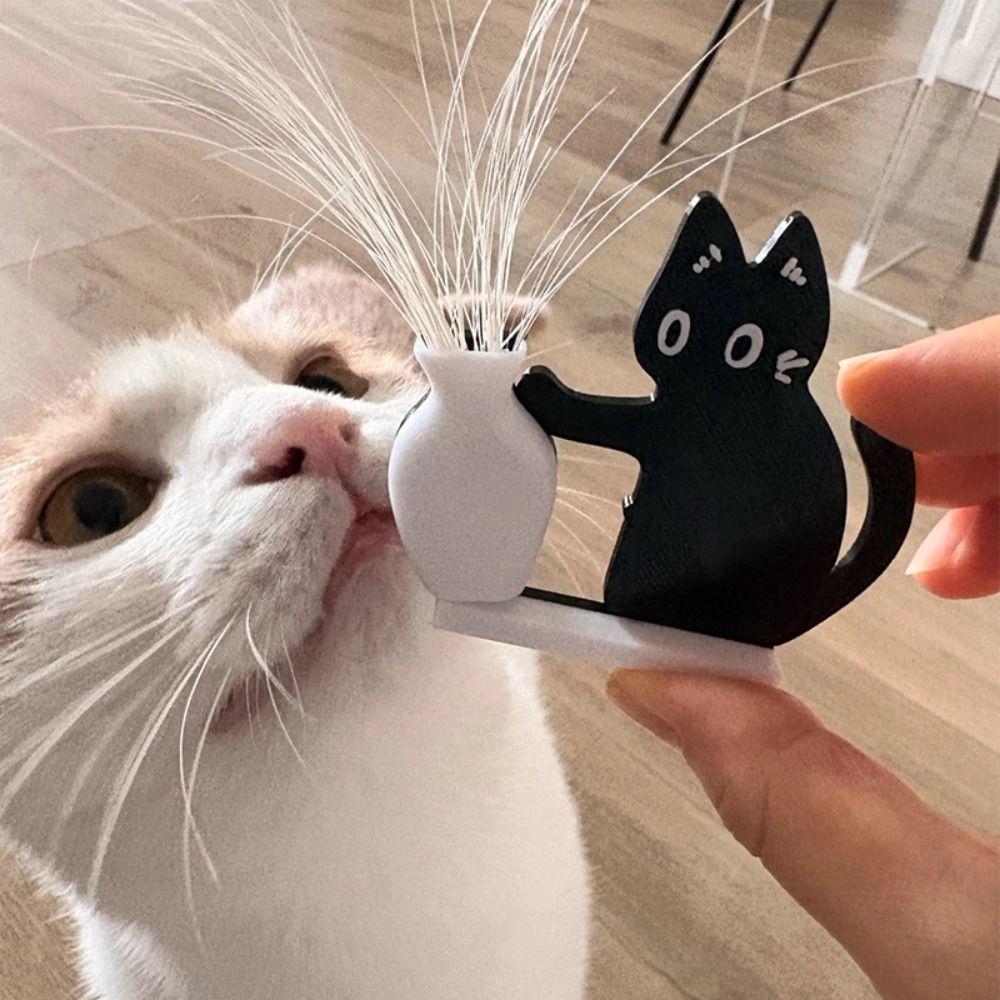 Creative Cat Refrigerator Magnet Black Cat Pushing Fridge Magnet Vase Decor  Fur Collector