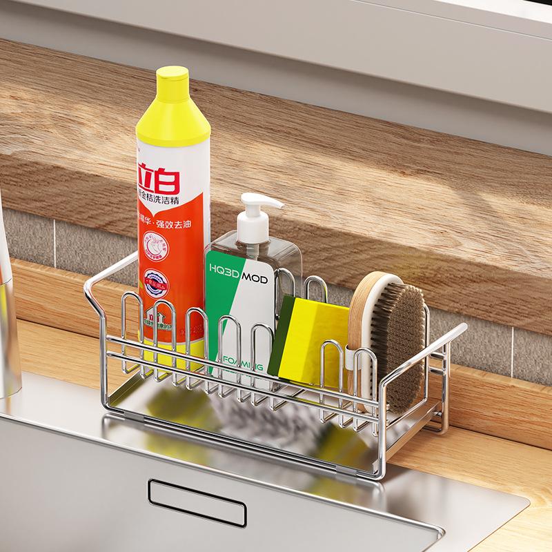 

Sponge Holder 304 Stainless Steel Kitchen Countertop Drainage Rack Sponge Detergent Brush Rag Rack
