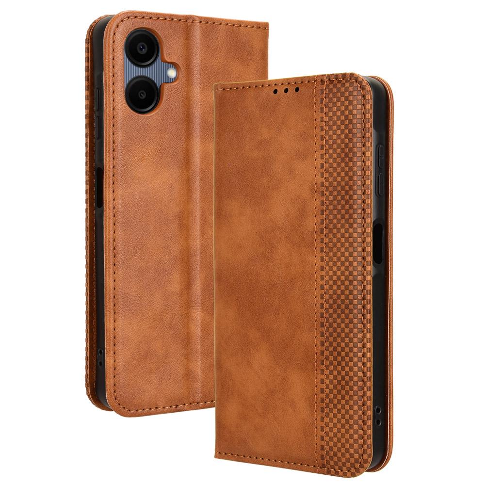 For Samsung Galaxy A06 4G/A06 5G Leather Case Wallet Stand Retro Texture Phone Cover