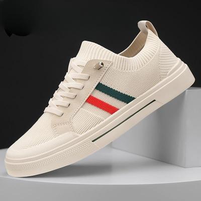 Autumn Mesh Sports Fly Woven Flat Shoes for Men, Soft Soled Casual Sneakers for One Foot