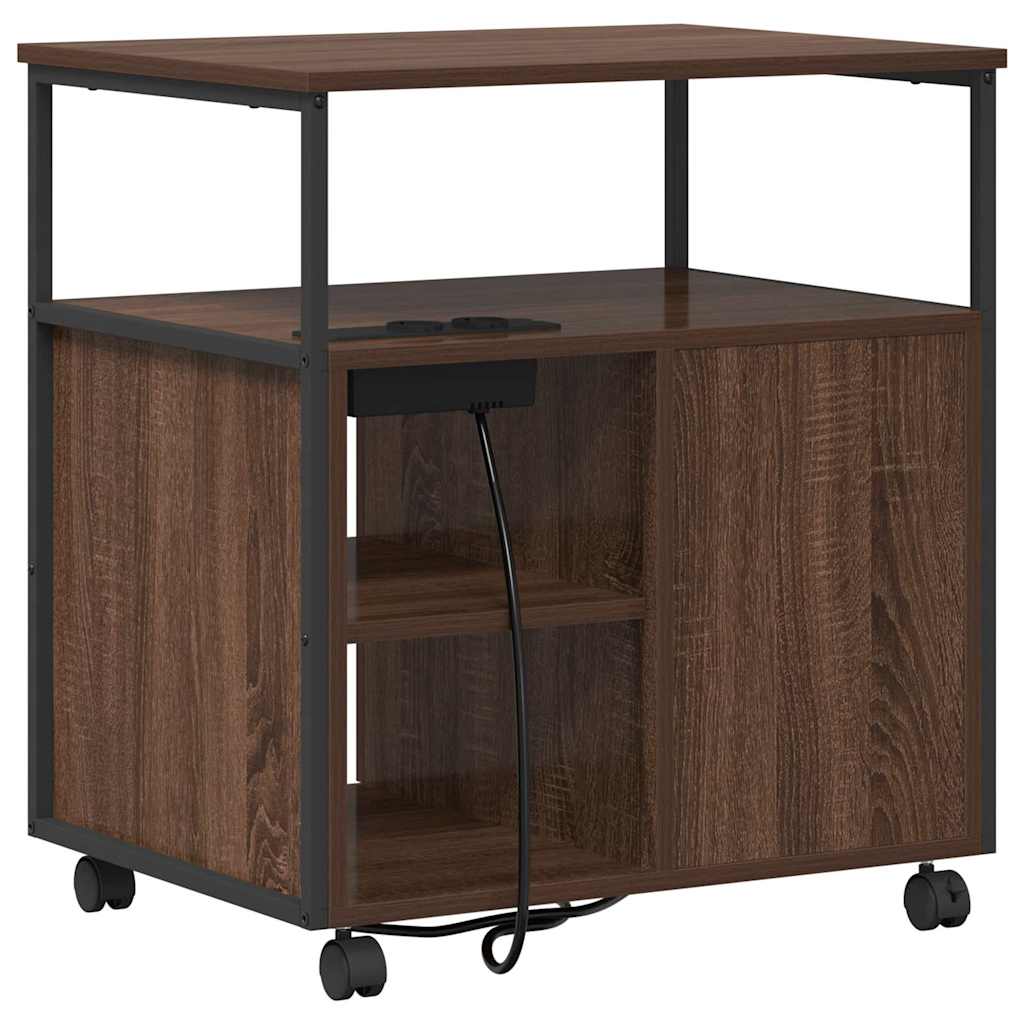 Cabinet with Charging Station Brown Oak Effect 61 x 46 x 67 cm