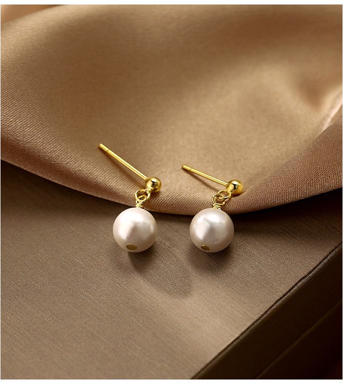 Exquisite Korean Style 999 Pure Silver Pearl Dangle Earrings for Women - Niche Design, High-End Ear Jewelry