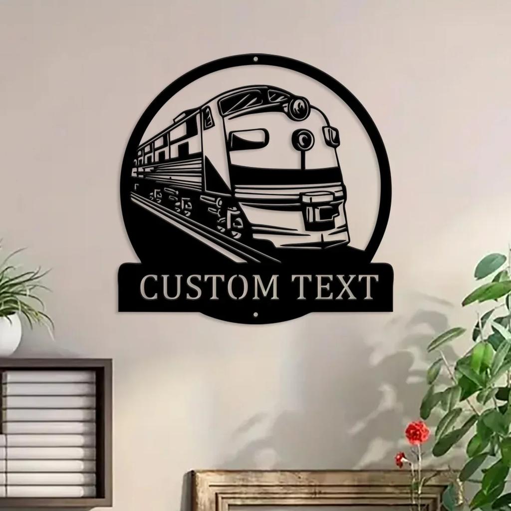 Personalized Locomotive Metal Wall Art, Custom Train Name Sign Home Decor, Vintage Railway Metal Wall Decor