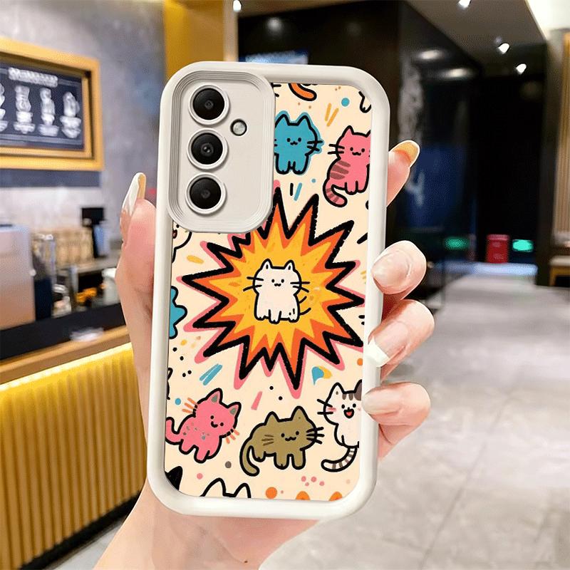 Cartoon Cute Cats Theme Soft Phone Case for Samsung Galaxy S26 Ultra S25 Edge S24 S23 S22 Plus S21 S20 FE 5G Shell Silicone Fund