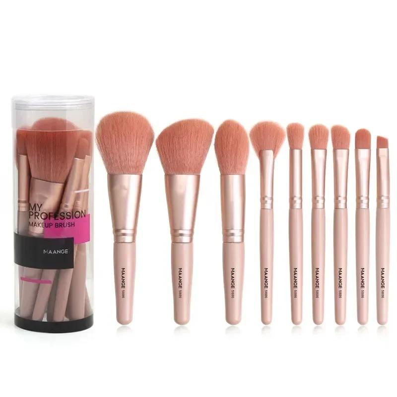 9PCS Makeup Brushes Soft Fluffy for Cosmetics Foundation Rouge Powder Eyeshadow Loose Powder Brushs Blending Makeup Brush Set