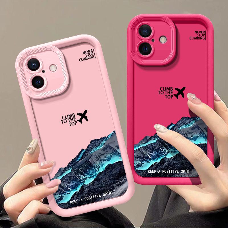 Custodia Antiurto con Motivo Montagna Aereo Per iPhone 16 Pro Max 15 Plus 14 Pro 13 12 11 XS XR 8 7 TPU Morbido Opaco Silicone Cover Guscio