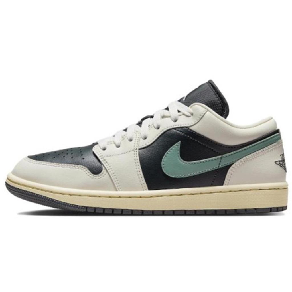 Jordan Air Jordan 1 Low Top Vintage Basketball Shoes Unisex Black White Green DC0774-001(Team57-)