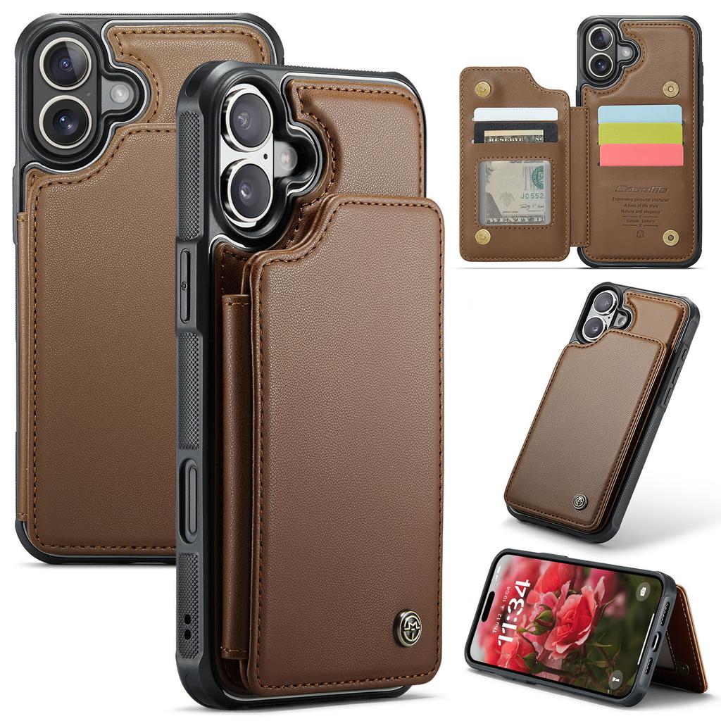 For iPhone 16 Phone Case CASEME C22 Leather Back Cover with RFID Blocking Card Slots