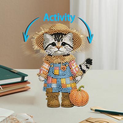2D Flat Cat DIY Shaking Head 5D DIY Diamond Art Tabletop Decorations Diamond Painting Desktop Decorations for Adults Beginner