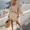16 European and American summer printed beach blouse vacation casual bikini beach bat sleeve set