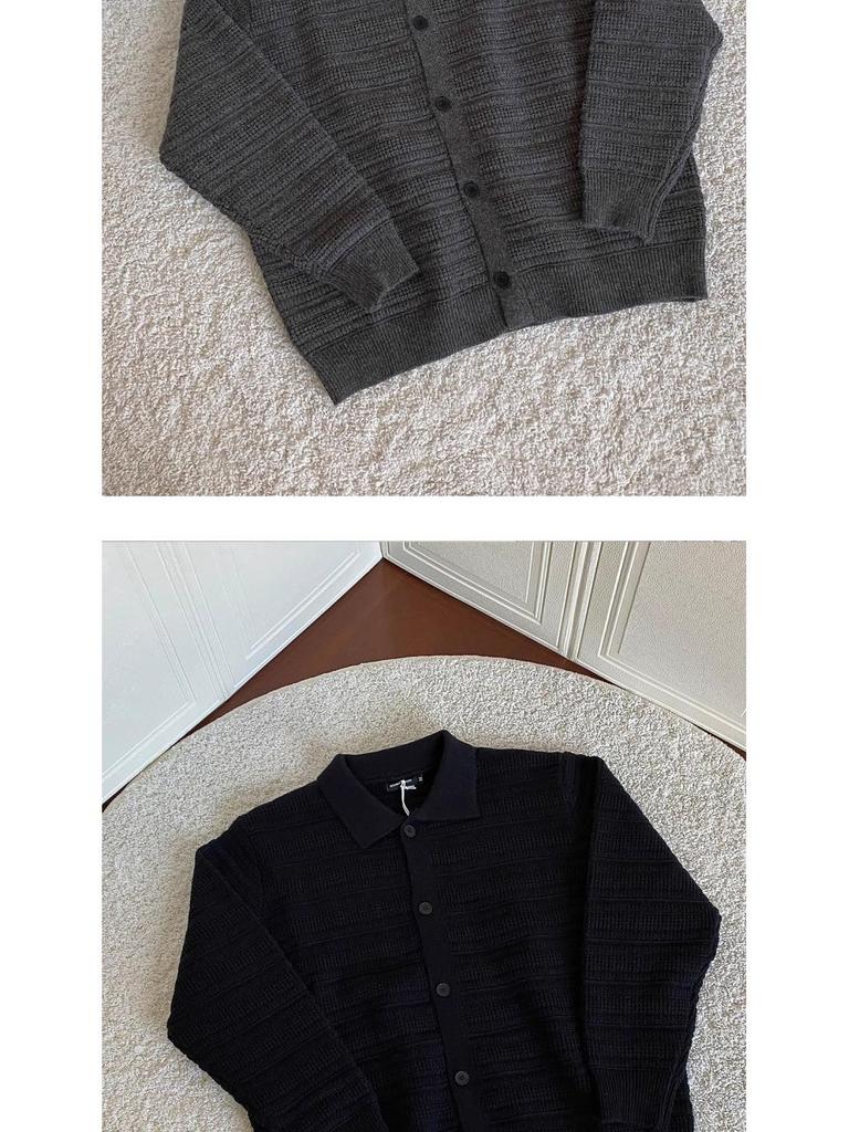 Men's Loose Fit Solid Color Retro Knit Cardigan Sweater Jacket
