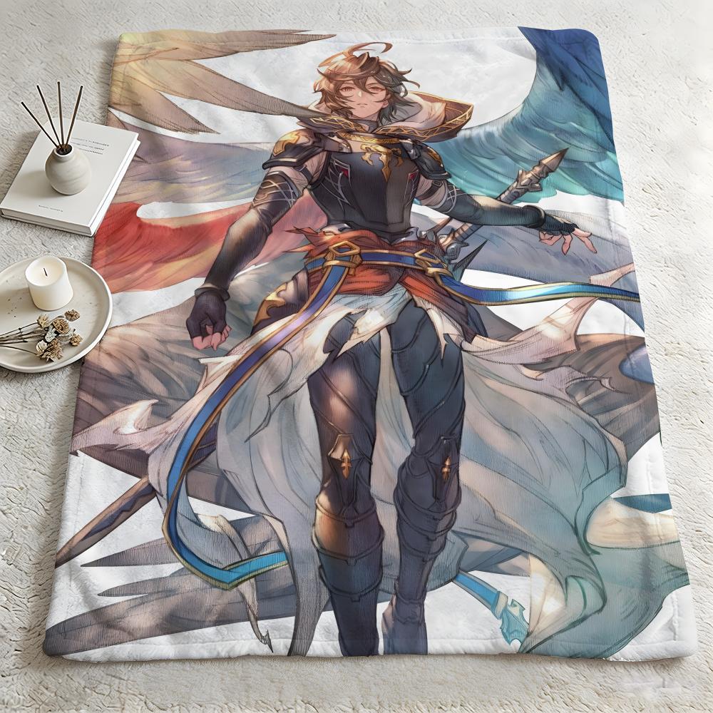 Game G-Granblue Fantasy-y Throw Warm Soft Flannel Blanket, Multi-use for Sofa Bed Camping Travel Nap