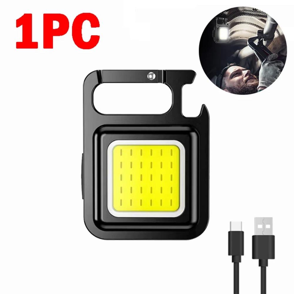 Mini LED Flashlight Keychain Light Bright COB Lights USB Rechargeable Work Lights Fishing Lanterna with Magnet Built-in Battery