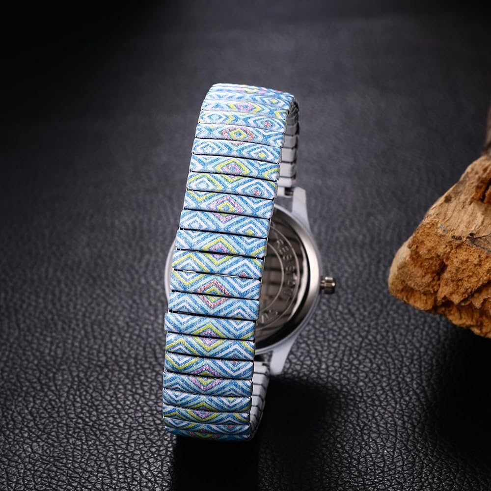 Bohemia Elastic Belt Watch Gray with Arabic Numerals, Analog Quartz, Water Resistant Fashion Accessory