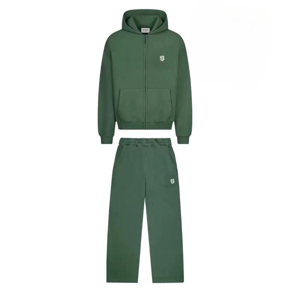 FlowStreet Embroidered Casual Zipper Hoodie Sweatpants Two-piece Set Y2K Clothing Men's Hip-hop Oversized Sweatpants Casual Pants
