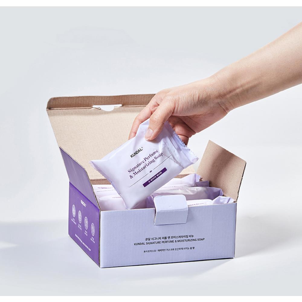 KUNDAL Signature Parfüm & Feuchtigkeitsseife Weißer Moschusduft, 100g, 10 Stück