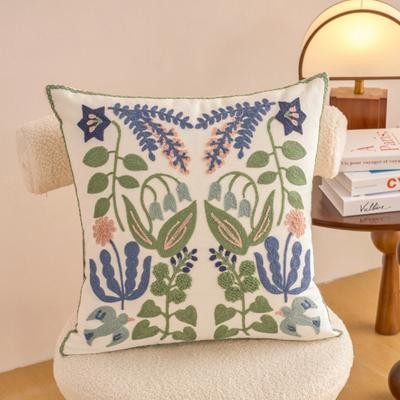 Exquisite Embroidery Floral Swallow Cushion Cover Square Skin-friendly Sofa Pillowcase Soft Throw Pillow Cover Office