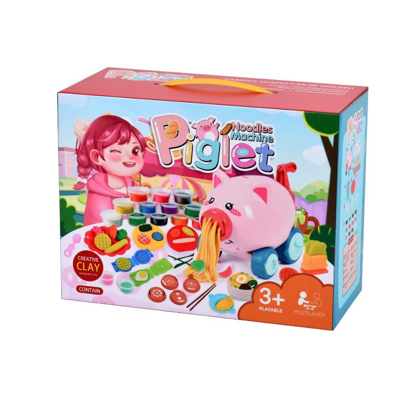Colorful Clay Piggy Eraser & Noodle Maker Toy Set for Kids - Lightweight Clay for Boys & Girls, Ideal for Kindergarten Activities