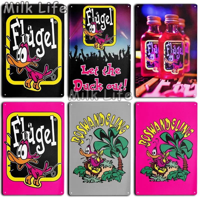 Flugel Beer Tin Sign Let the Duck Out Sign Drink Metal Posters Iron Painting Vintage Sign Home Decor for Bar Pub Club Man Cave