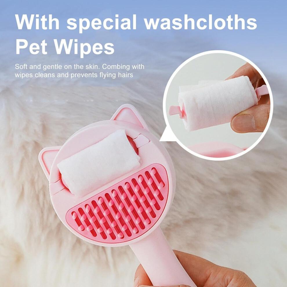 Cat Hair Removal Comb With Water Reservoir, Pink Cat Grooming Tool, Pet Hair Remover Brush For Cats