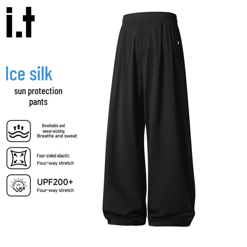 Fingercroxx IT Men s Ice Silk Straight-Leg Casual Pants M