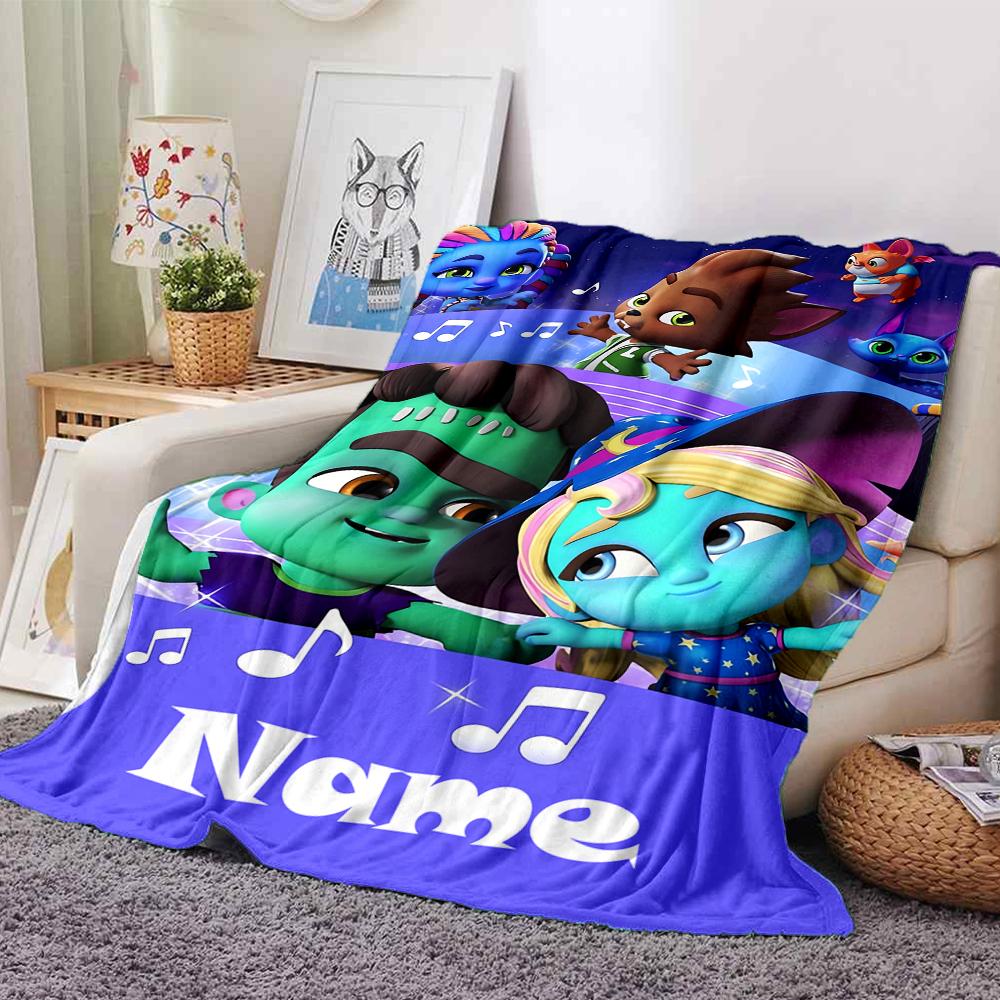 Custom Name Super Monsters Theme Printed Blanket - Perfect for Couch, Bed, Travel & Outdoor Use | Machine Washable, Cozy & Durable.