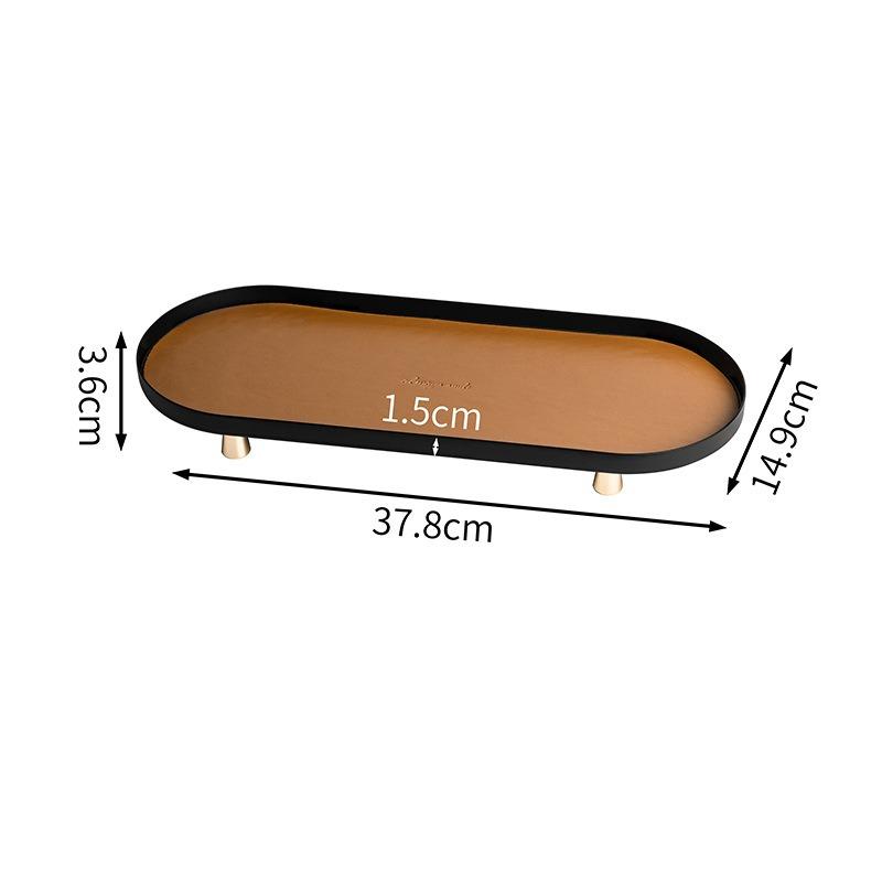 Desktop Decorations Storage Trays Light Luxury Wrought Iron Ornaments Leather Storage Trays Entrance Jewelry Decorative