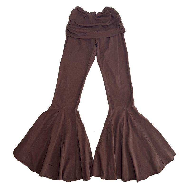 

Vjisha Slim Fit Lengthened Low Waist Fashion Bell-Bottom Pants Coffee (Long) L