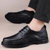 Men's Spring & Autumn Casual Leather Shoes - Trendy, Versatile, Top Layer Cowhide, Round Toe, Lace-up Design.