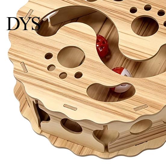Mental Stimulation for Cats Interactive Cat Toy with Rolling Balls, Durable Density Board Scratching Wooden Ball Toys Toy, Anxiety Relief Maze