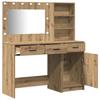 Makeup Table with Mirror Lighting 2 pcs Brown Particleboard