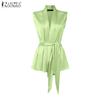 ZANZEA Women Casual V-Neck Sleeveless Satin Vest Tops