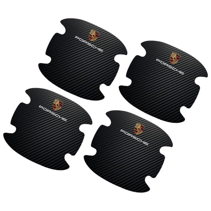 4KS Ochranná samolepka kliky dveří auta Znak Dekorace Styling Pro Porsche Boxster Cayenne Panamera Macan Cayman 911 918 996 917 991