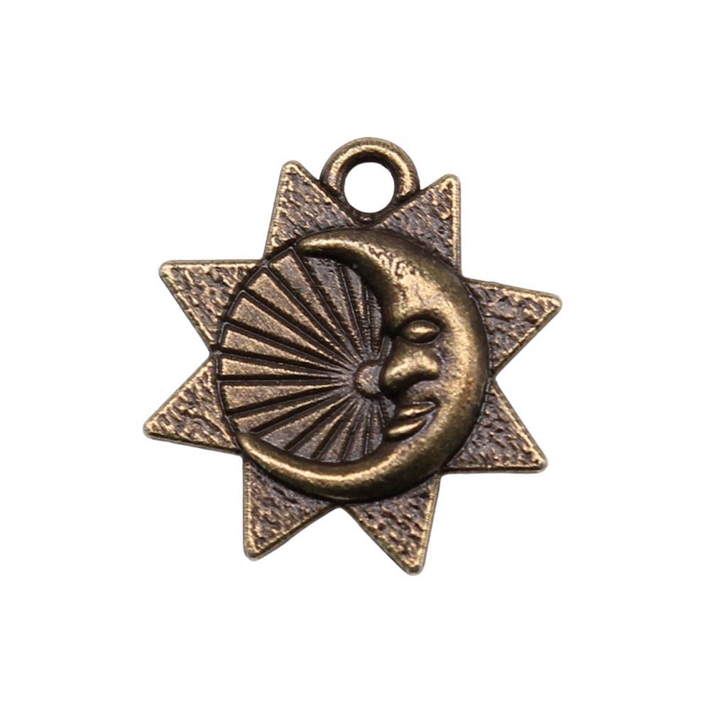 Sun And Moon Face Charms Multi Color Alloy Pendants For Celestial Themed Jewelry