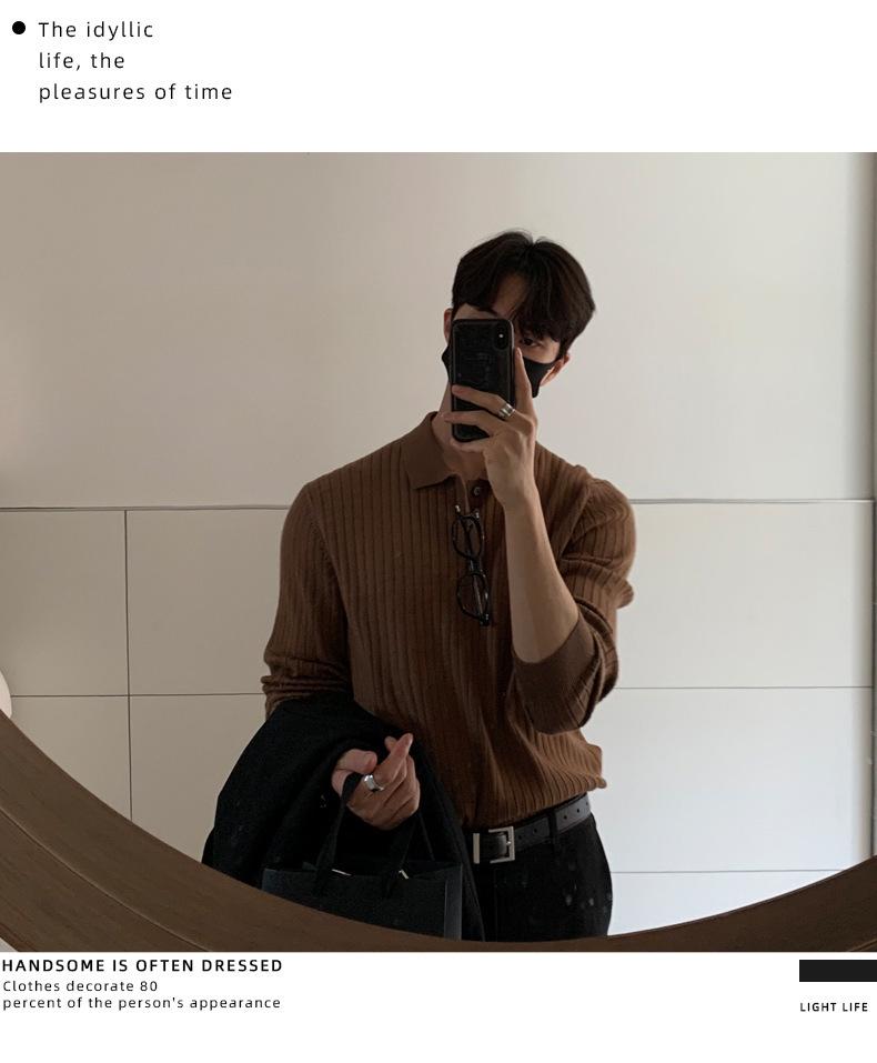 Herren Strickpolo-Pullover im französischen Stil mit Revers