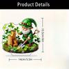 2D Flat Clover Green Gnome Acrylic Desktop Decoration, Gold Coin, Home Decor Plaque Hanging Wall Art Decorative Garden Decoration for Room Door Signs