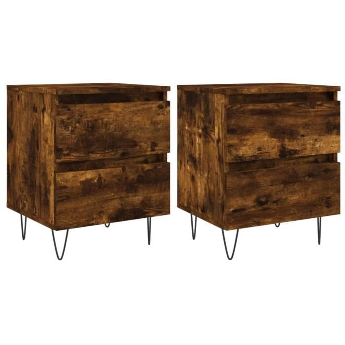VidaXL Tables de chevet 2 pcs chêne fumé 40x35x50 cm bois ingénierie 826887