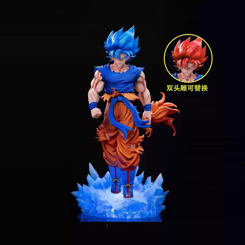 

Goku Dragon Ball Action Figure Kirin Super Blue Double Head Sculpture Base With Light Up Feature Anime Collectible Model Gift about 33cm replica