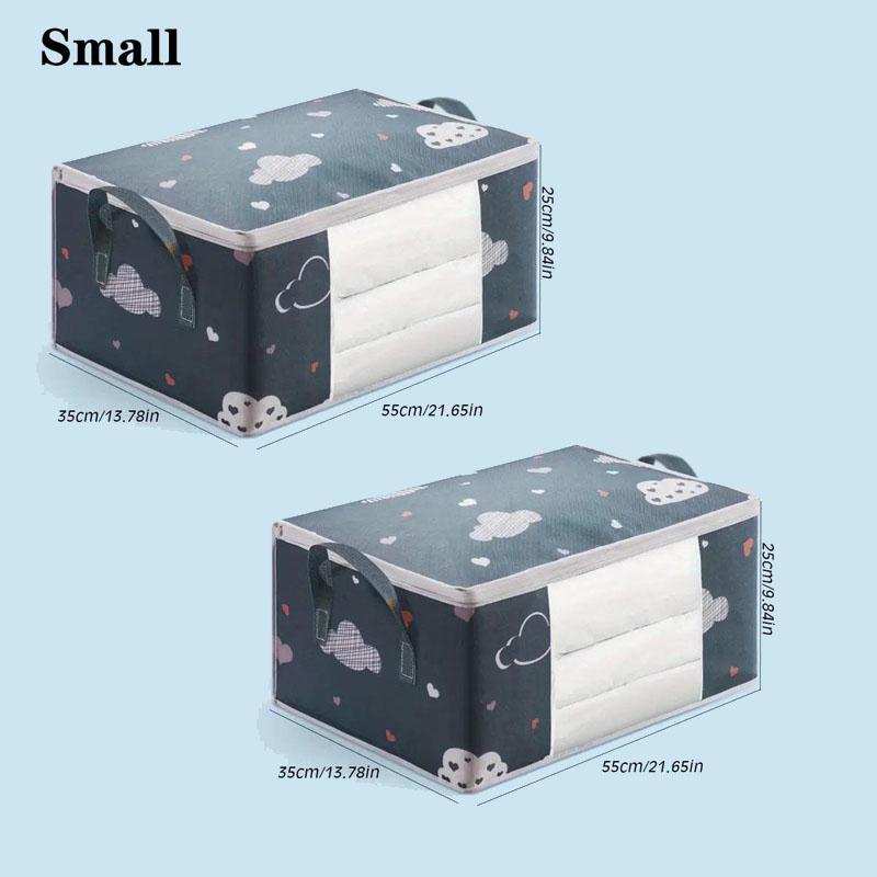 Grande capacità contenitore stampato portatile organizer per vestiti per la casa con manici contenitore pieghevole antipolvere con cerniera