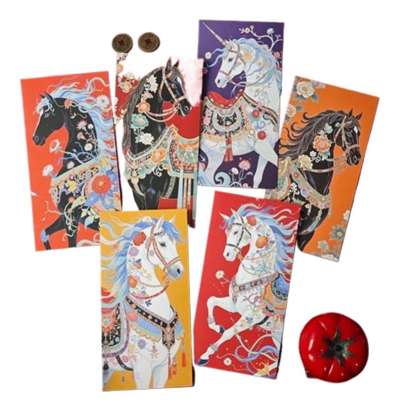 

6pcs Chinese New Year Red Envelope 2026 Horse Year Hongbao Traditional Lucky Pocket Spring Festival New Year Decorations