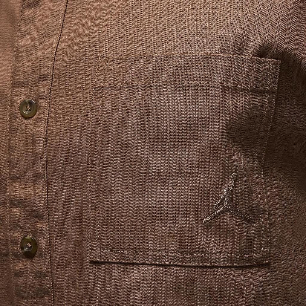 Jordan Essentials FW24 Button-Down Logo Comfortable Solid Color Fashion Versatile Long Sleeve Shirt Men Shirts Brown FV7446-223