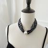Pearl necklace women's magnetic buckle silk scarf high-end spring and summer new niche wear printed silk scarf scarf