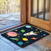 1PC Rocket & Planets Pattern Kitchen Rug Non-Slip Door Mat Pop Design Bathroom Rug Bath Mat Carpet for Home Sink Laundry Decor