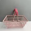 Mini Cesta de Compras Diseño Lindo Miniatura de Productos de Frutas y Verduras Portátil de Malla de Alambre Organizador de Escritorio para